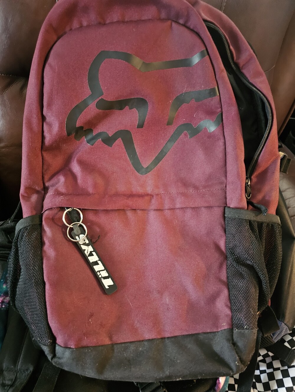 Fox Maroon and Black Logo Backpack